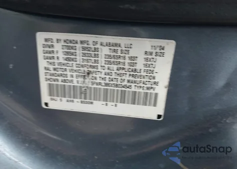 2005 Honda Odyssey Ex-L z USA, uszkodzony, nr VIN 5FNRL386X5B034545